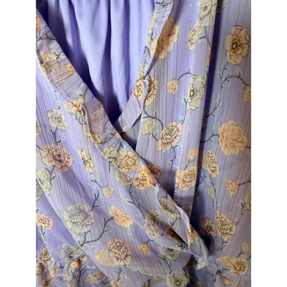 LC Lauren Conrad Purple Floral Metallic Lurex Stripe Maxi Dress Womens Plus 1X - Picture 7 of 9